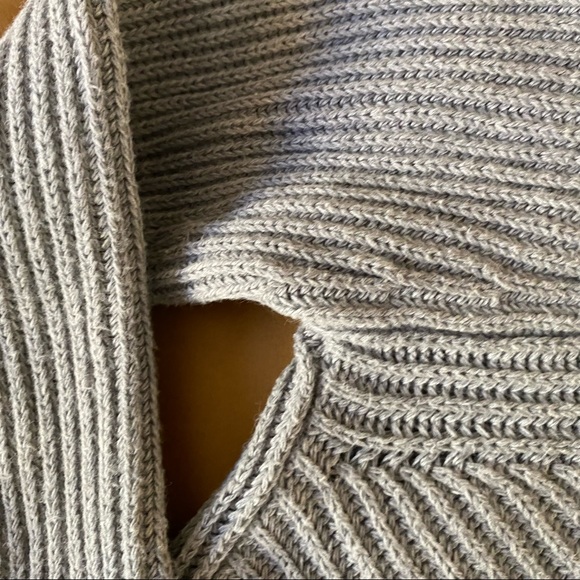 Vince Rib Knit Raglan Grey Cotton Sweater Long Sleeve Slouchy Ribbed Pullover XS - Picture 7 of 8